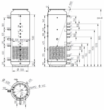 Akumulační nádrž MT1 500l s přírubou a výměníkem